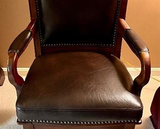 Item 166:  Leather Office Chair with Nailhead Trim - 25.5"l x 20"w x 37"h:  $195