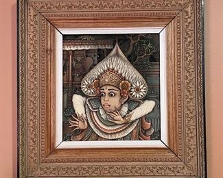 Item 179:  Framed Bali Print - 16"l x 1.25"w x 16"h: $45