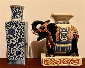 Vase & elephant stand priced at the sale!