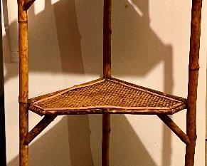 Bamboo corner shelf available at the sale.