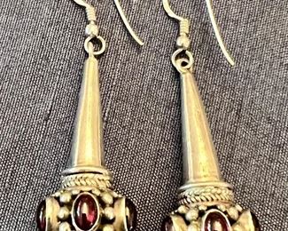 Item 202:  Sterling and garnet cabochon earrings: $36