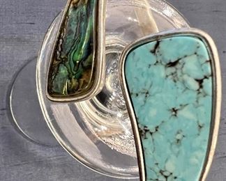Item 205:  Robert Lee Morris (RLM) Gorgeous Turquoise and Abalone Cuff: $38