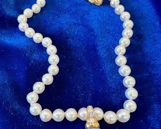 Item 210:  Gorgeous Pearls with Grey Pearl Enhancer in 14K Gold:  $295 