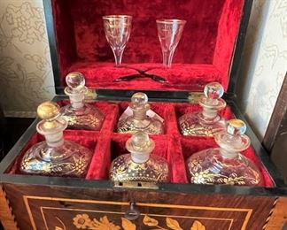 French Tantalus in custom inlaid box