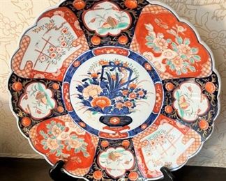 Large antique Imari fluted charger