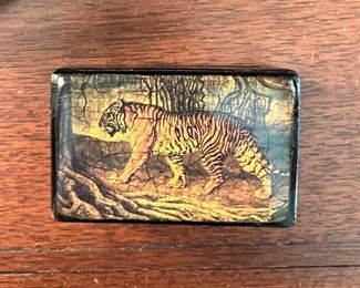 Russian lacquered box with tiger