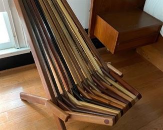 Vintage MCM Handmade Wooden Slat Lounge Chair