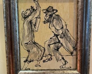 Moshe Kattz - Original Painting - Dancing Rabbi's - Signed