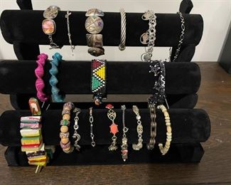 Braclets; Sterling Silver & Costume