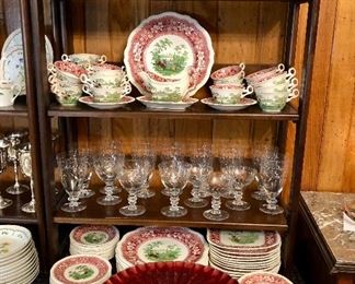 SPODE Merriemount China,  service for 12 including serving pieces.
JULIA KNIGHT Peony 14” cake stand.