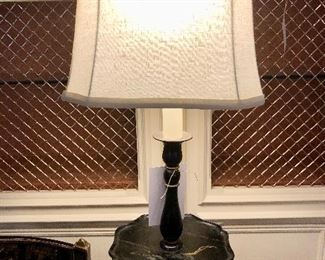 Late 1800s black Chinoiserie floor lamp.