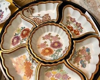 Handpainted Chinese lazy Susan serving tray
