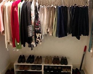 Sweaters: Wool, Acrylic, Cashmere. 
L-XL-1X

Shoes: 7 to 7-1/2