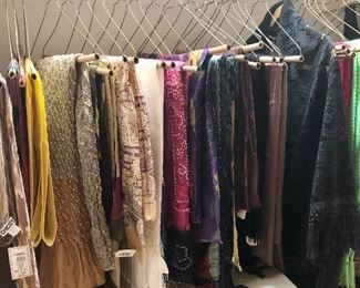 An absolutely gorgeous selection of scarves from Virginia Welder’s  travels: Silk, cashmere, wool, linen you name it!