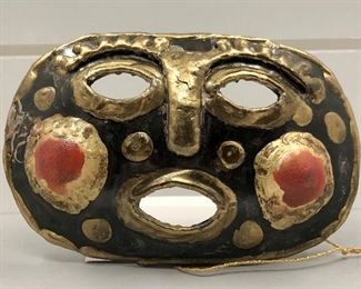 1970s EMANUS Brutalist Brass Belt Buckle. Rare and collectible.  Would make an AMAZING necklace! 