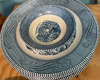 Johnson Brothers blue and white dishes.