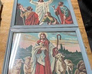 Paint by number religious scenes.