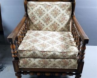 Vintage 3 Cushion Sofa With Turned Wood Accents, 31" X 83" X 32"