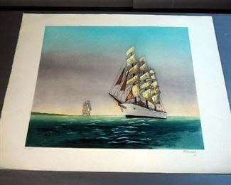 L. X. Maccard Signed And Numbered Ship At Sea Print, #111/350, 24.75" x 31.75"