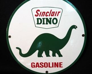 Reproduction Porcelain Sinclair Dino Gasoline Button Sign, 12" Diameter