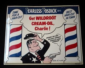 Pressed Metal Fearless Fosdick Hair Cut Sign, 11" x 14"