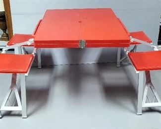 Flue Pine Portable Folding Children's Picnic Table, And Rolling Insulated Musi-Cooler With Radio