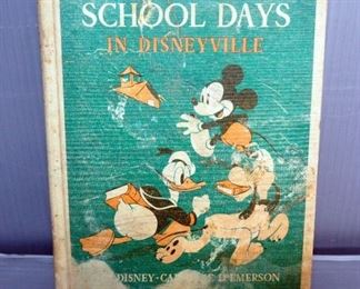 Vintage "School Days In Disneyville" Book, Mickey Mouse Watch, And Mickey Mouse Lorus Quartz Bedside Clock