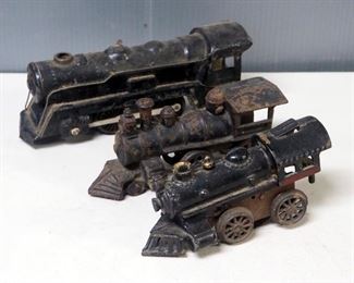 Cast Iron Railroad Cars, Including Passenger Cars, Steam Engines, Tracks, And More