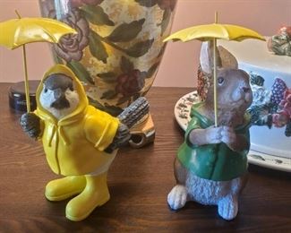 Cute umbrella clad figurines