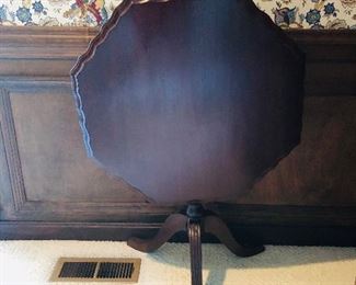 Antique Mahogany Octagon Tilt Top Side Tripod Table