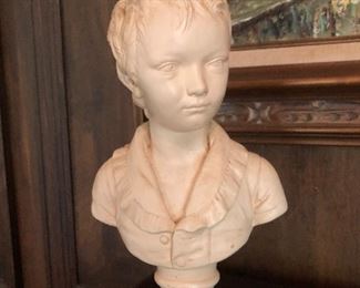 Pair ABCO Alexander Backer Girl & Boy Chalkware Statues Bust 10" USA