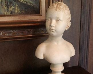 Pair ABCO Alexander Backer Girl & Boy Chalkware Statues Bust 10" USA