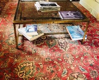 Brass and beveled glass coffee table