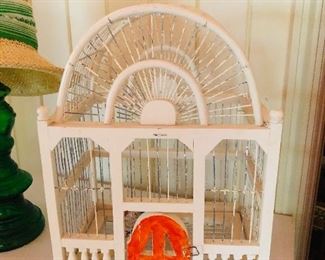 Vintage white wood/metal bird cage