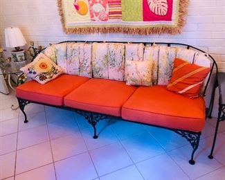 Wrought iron patio set ivy motif
3 cushion sofa