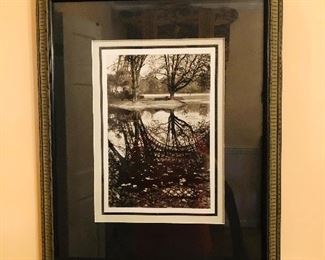 Lovely matted and framed black and white photograph.  Reflections
