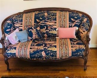 Sofa circa 1850-1860 channel back with rosewood frame / upholstered/ 62 in. Long