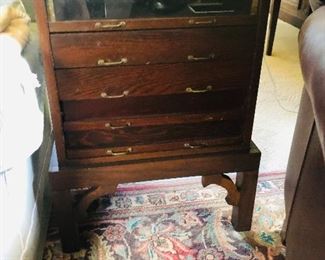 Oak collectors cabinet 