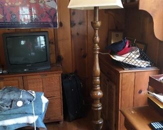 Vintage turned wood floor lamp