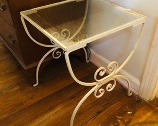 Vintage wrought iron glass top table