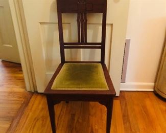  Vintage oak chair/ velvet seat