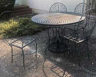 Wrought iron and expanded metal patio set