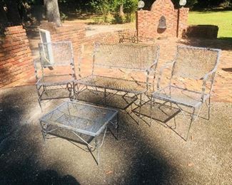 Wrought iron and expanded metal patio set