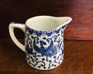 Blue and white creamer