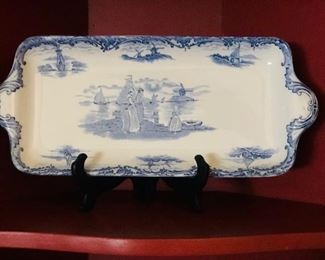 Blue and white wedgewood rectangular platter