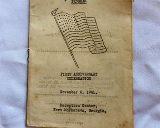 1941 Fort McPherson first anniversary program