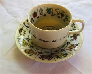 Vintage Zarka fortune telling tea cup and saucer