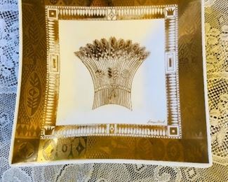 Vintage Georges Briard Golden Harvest Wheat Square Plate