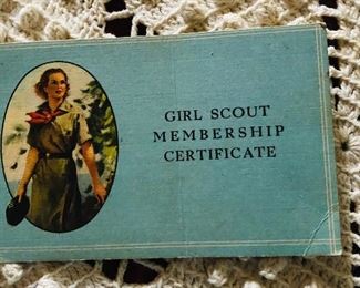Front oh Girl Scout membership card
