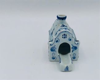 Vintage Delft Blue & White House Ashtray Made In Holland Chimney Smoker